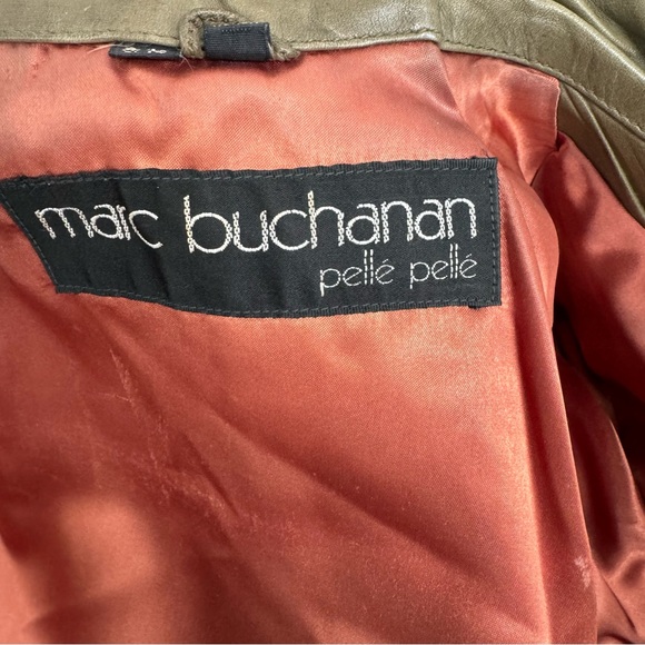 VTG MARC BUCHANAN PELLE PELLE LEATHER Jacket Women’s 9/10 Distressed Green - Picture 6 of 16